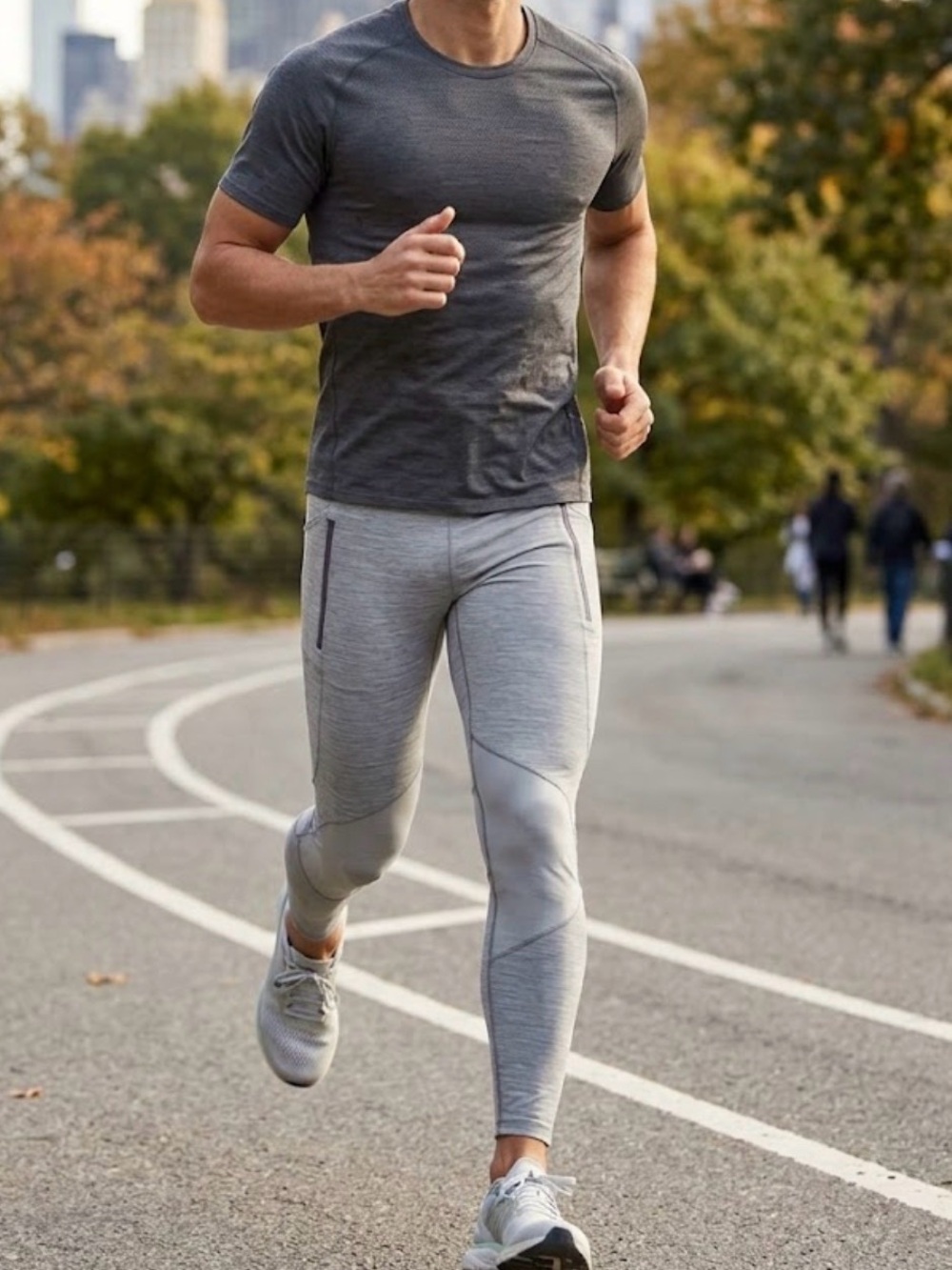 ⁠Lululemon Men Gray Running Tights Pants Mesh Pockets - Size M⁠